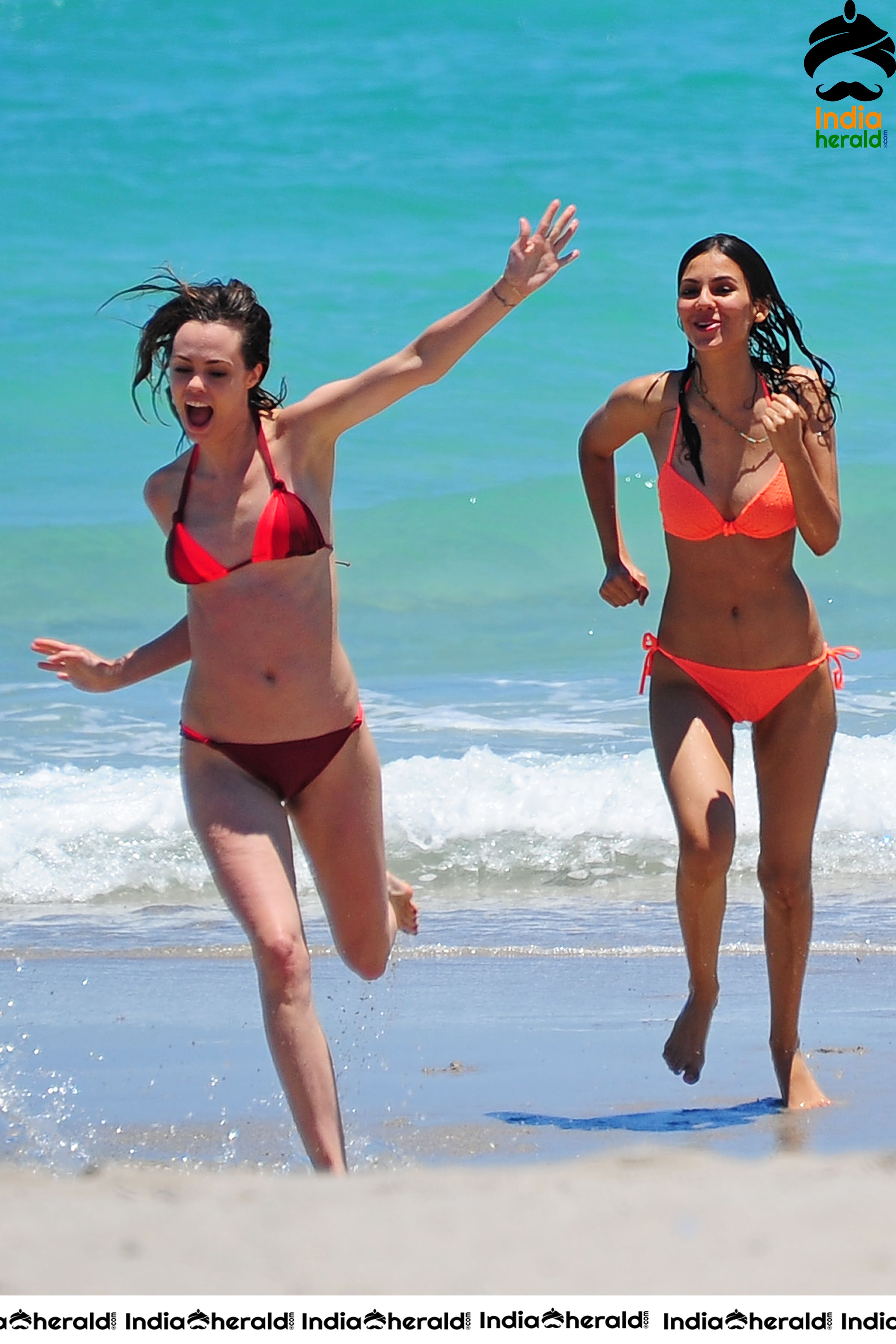 Victoria Justice Wearing A Neon Lace Bikini At Fort Lauderd