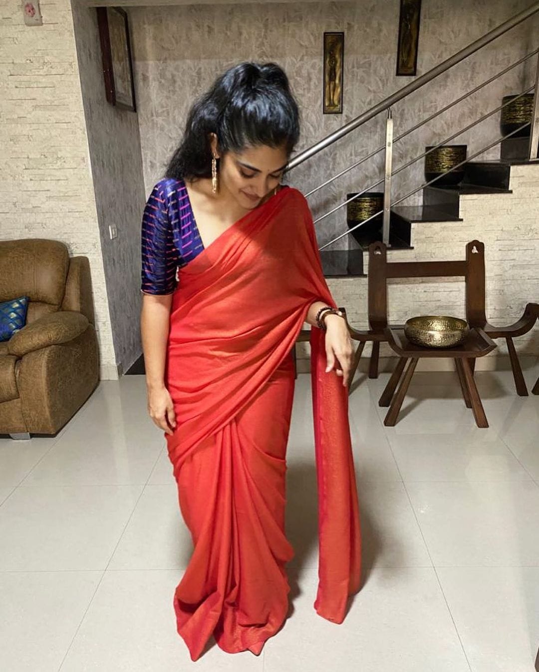 Tanu Roy Red Transparent Saree | Hot Saree Pics