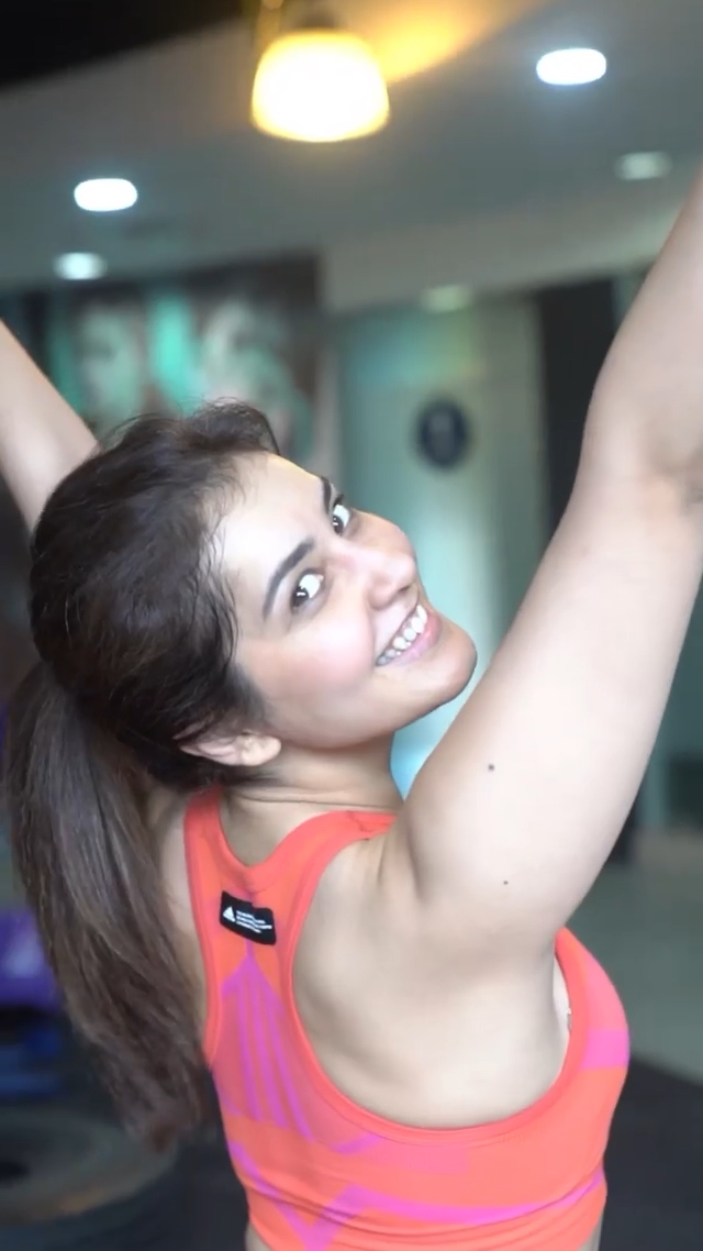 Actress Raashi Khanna snapped at Gym in Hyderabad Follow us on