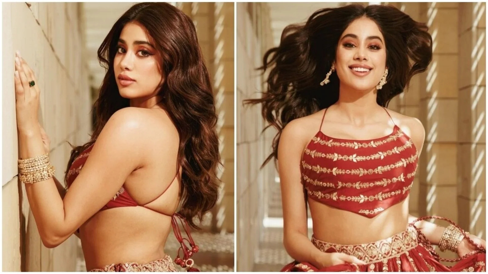 Bipasa Basu Sexi Vedios Hb - Janhvi Kapoor Sizzles in Hot Red Lehenga - Photos