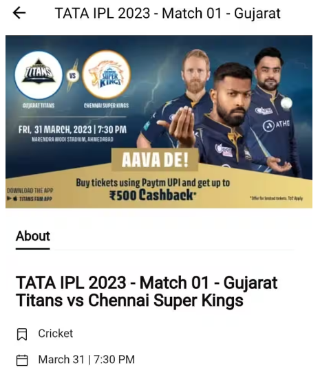 IPL Gujarat Titans Online Tickets Booking 2023 