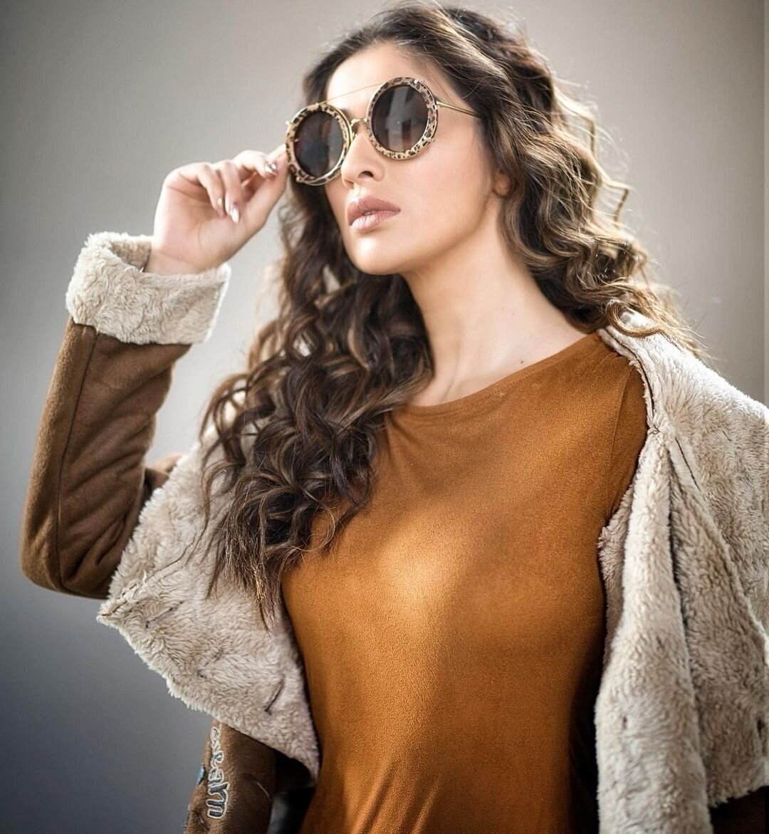 Raai Laxmi Amazing Image In Brown Dress