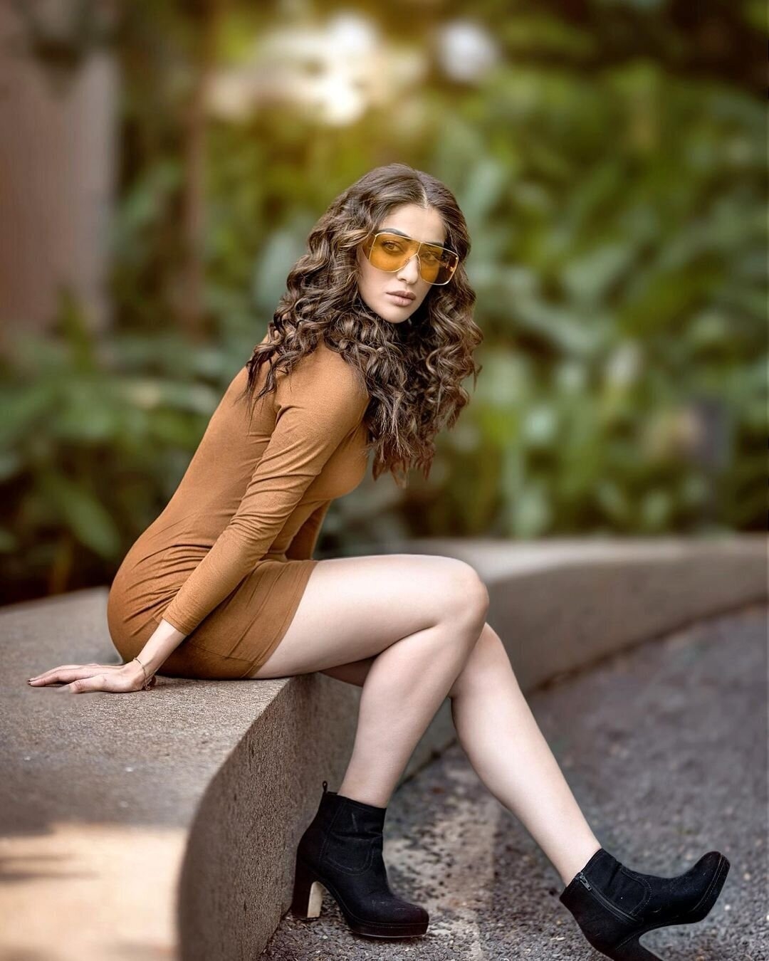 Raai Laxmi Amazing Image In Brown Dress