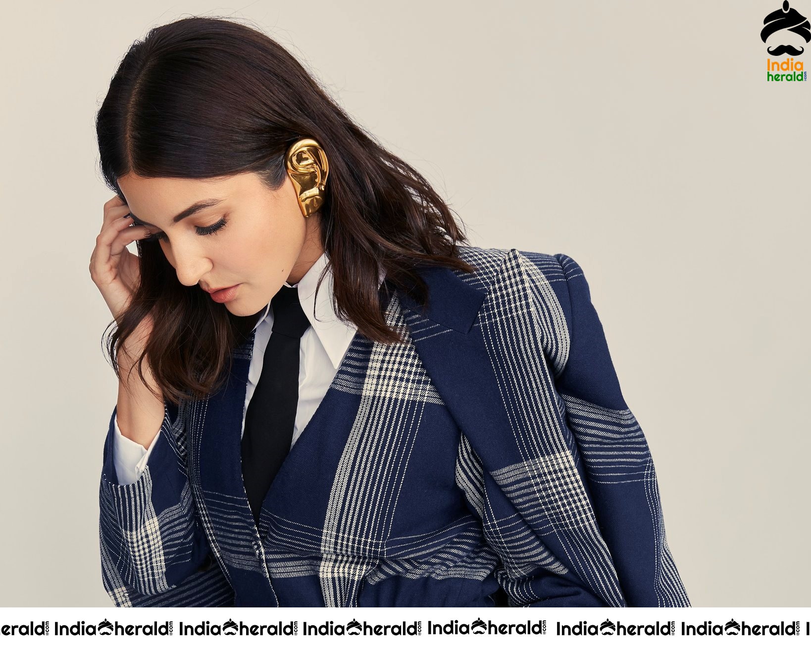 Anushka Sharma Latest Photoshoot in Blue Checked Formals