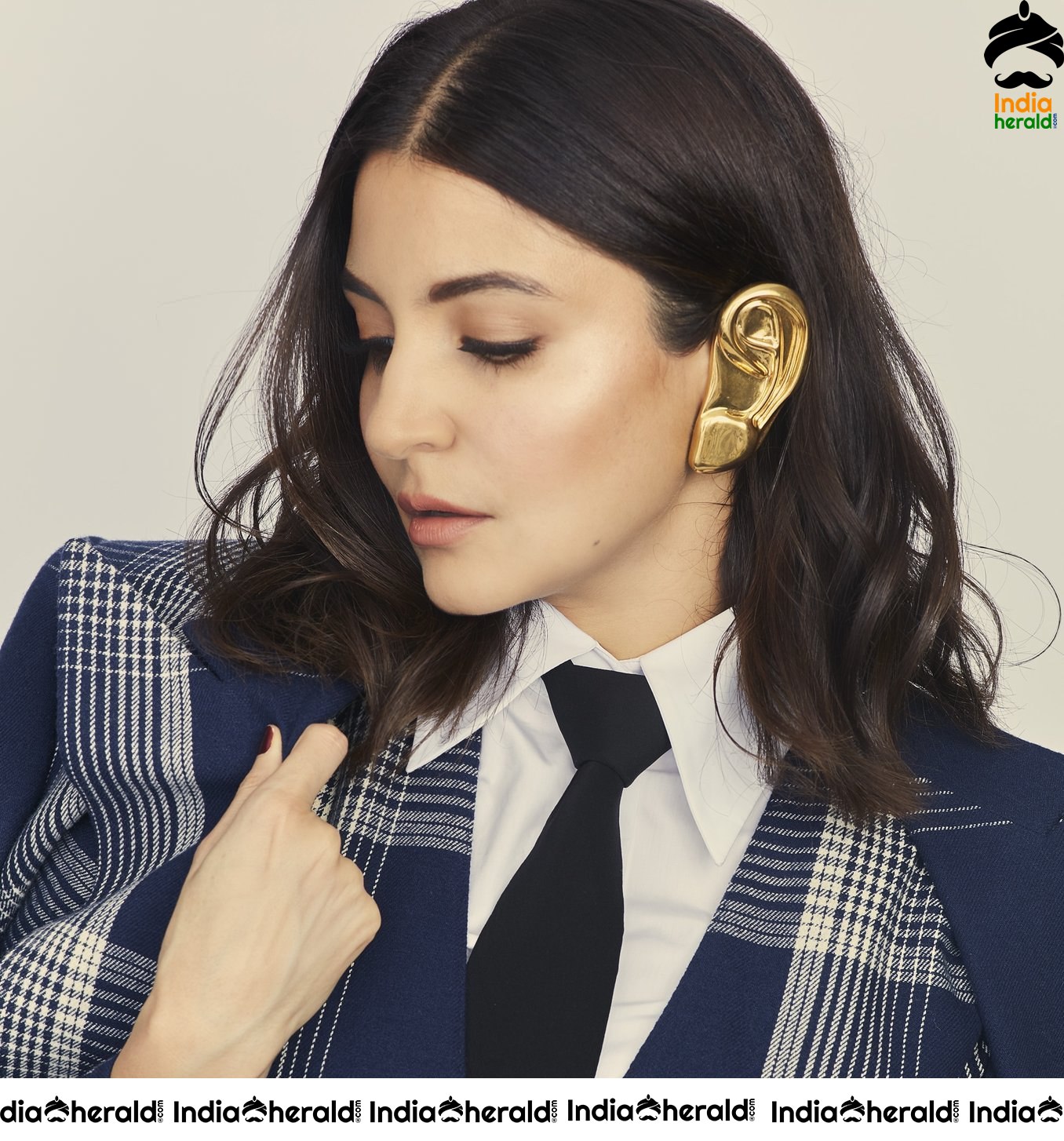 Anushka Sharma Latest Photoshoot in Blue Checked Formals