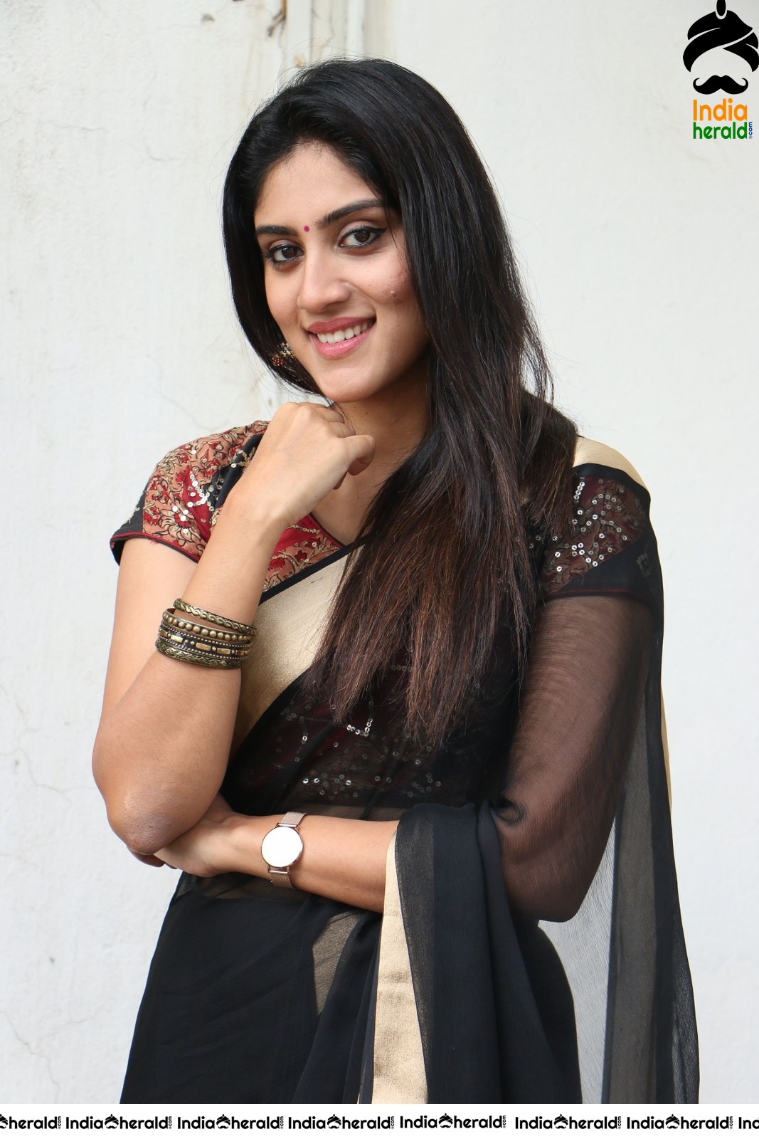 Dhanya Balakrishna Latest Hot Stills in Black Transparent Saree Set 1