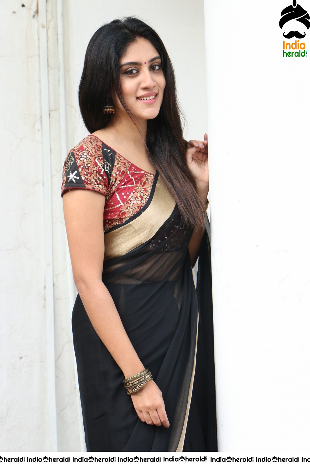 Dhanya Balakrishna Latest Hot Stills in Black Transparent Saree Set 1