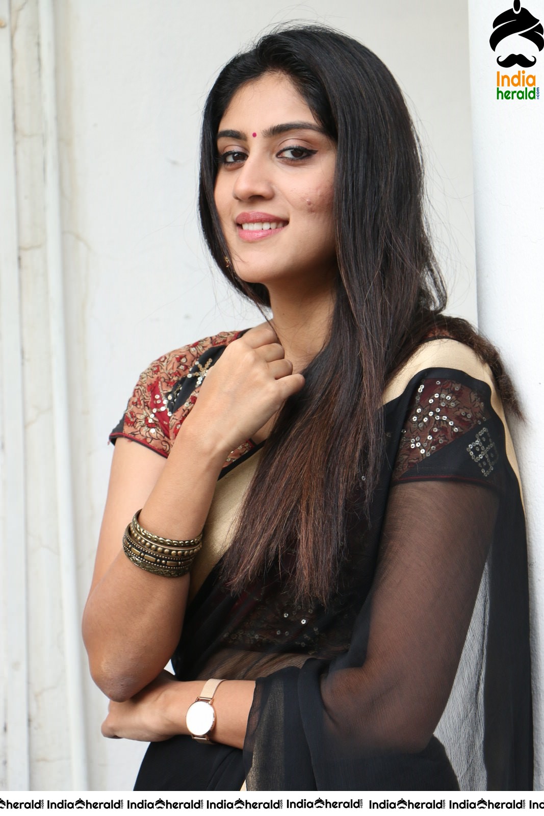 Dhanya Balakrishna Latest Hot Stills in Black Transparent Saree Set 2