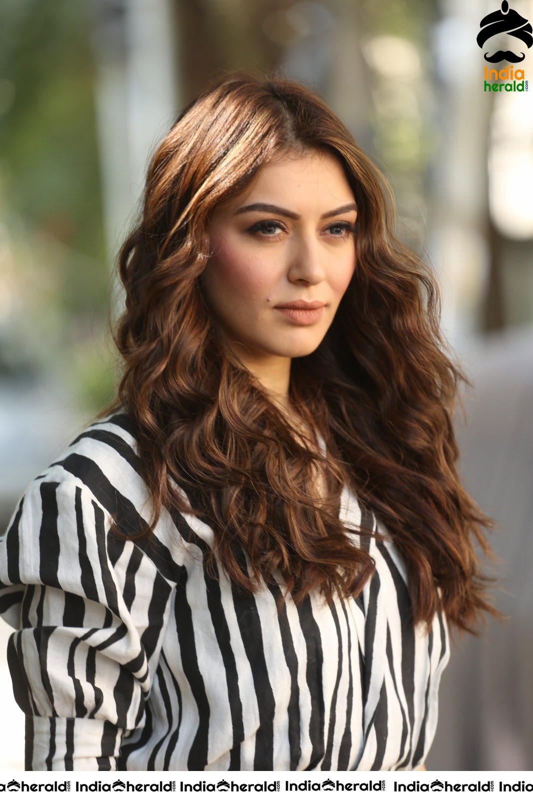 Hansika Motwani in a Black and White Striped Jump Suit Set 2