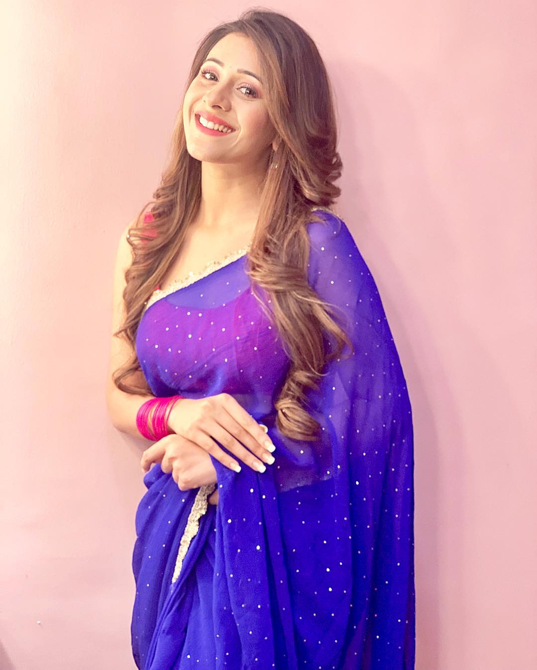 Hiba Nawab Hot Blue Saree Photos