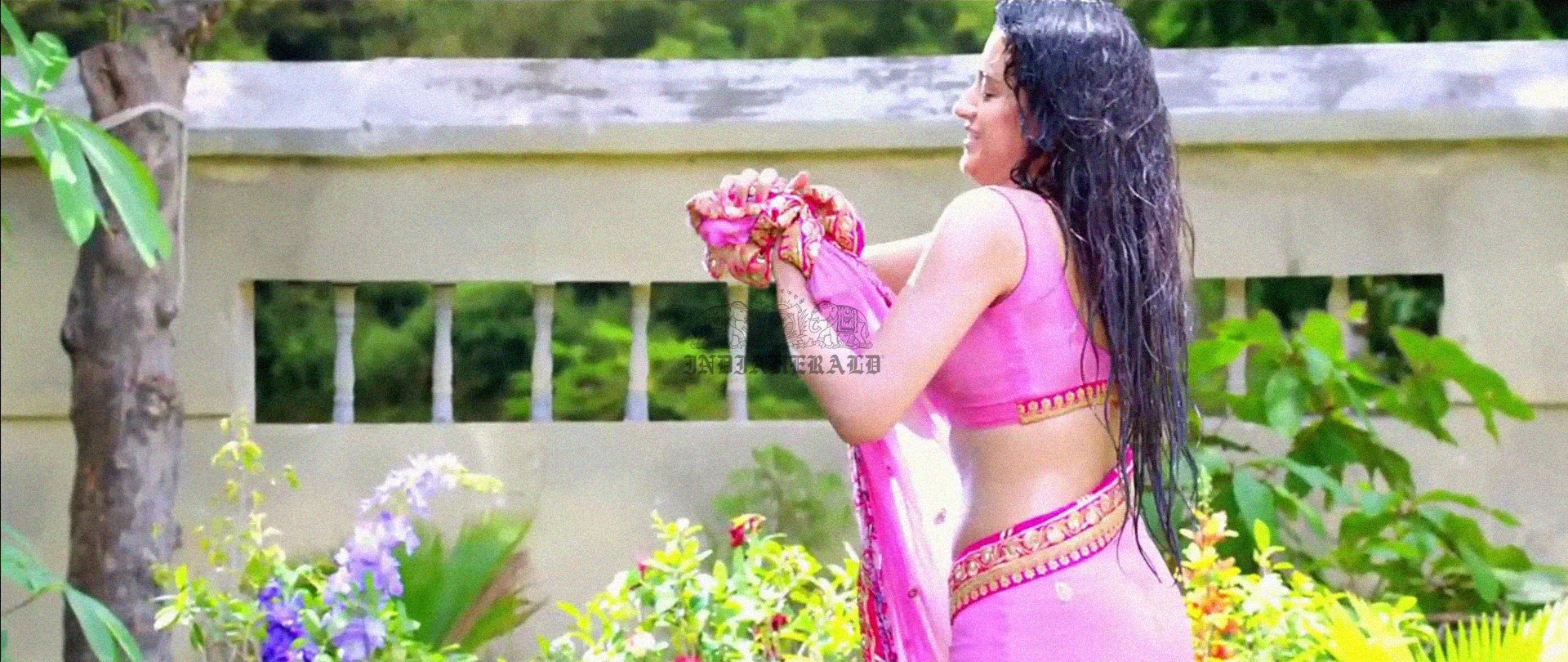 Hottest Photos of Trisha Getting Wet and Stripping Her Saree Set 2