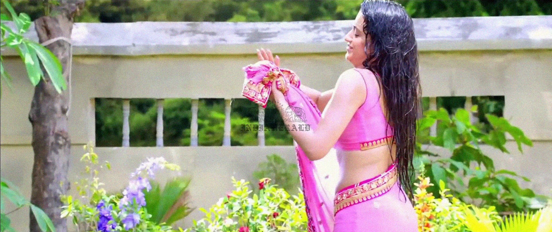 Hottest Photos of Trisha Getting Wet and Stripping Her Saree Set 2