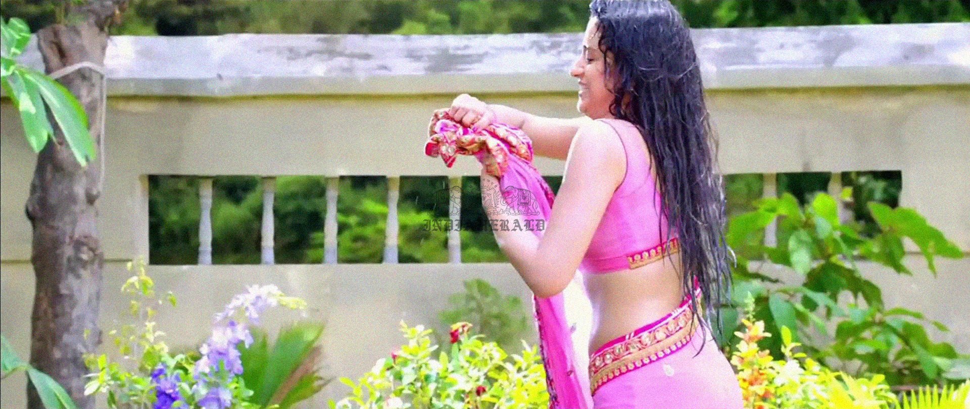 Hottest Photos of Trisha Getting Wet and Stripping Her Saree Set 2