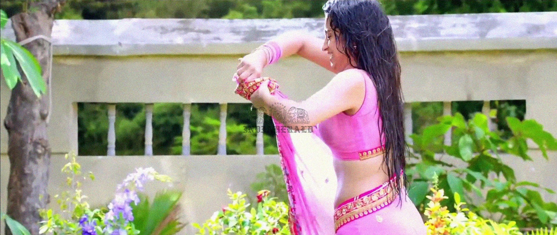 Hottest Photos of Trisha Getting Wet and Stripping Her Saree Set 3