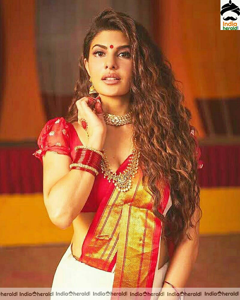 Jacqueline Jazzy Hot Photos In Saree