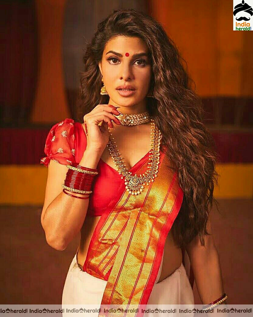 Jacqueline Jazzy Hot Photos In Saree