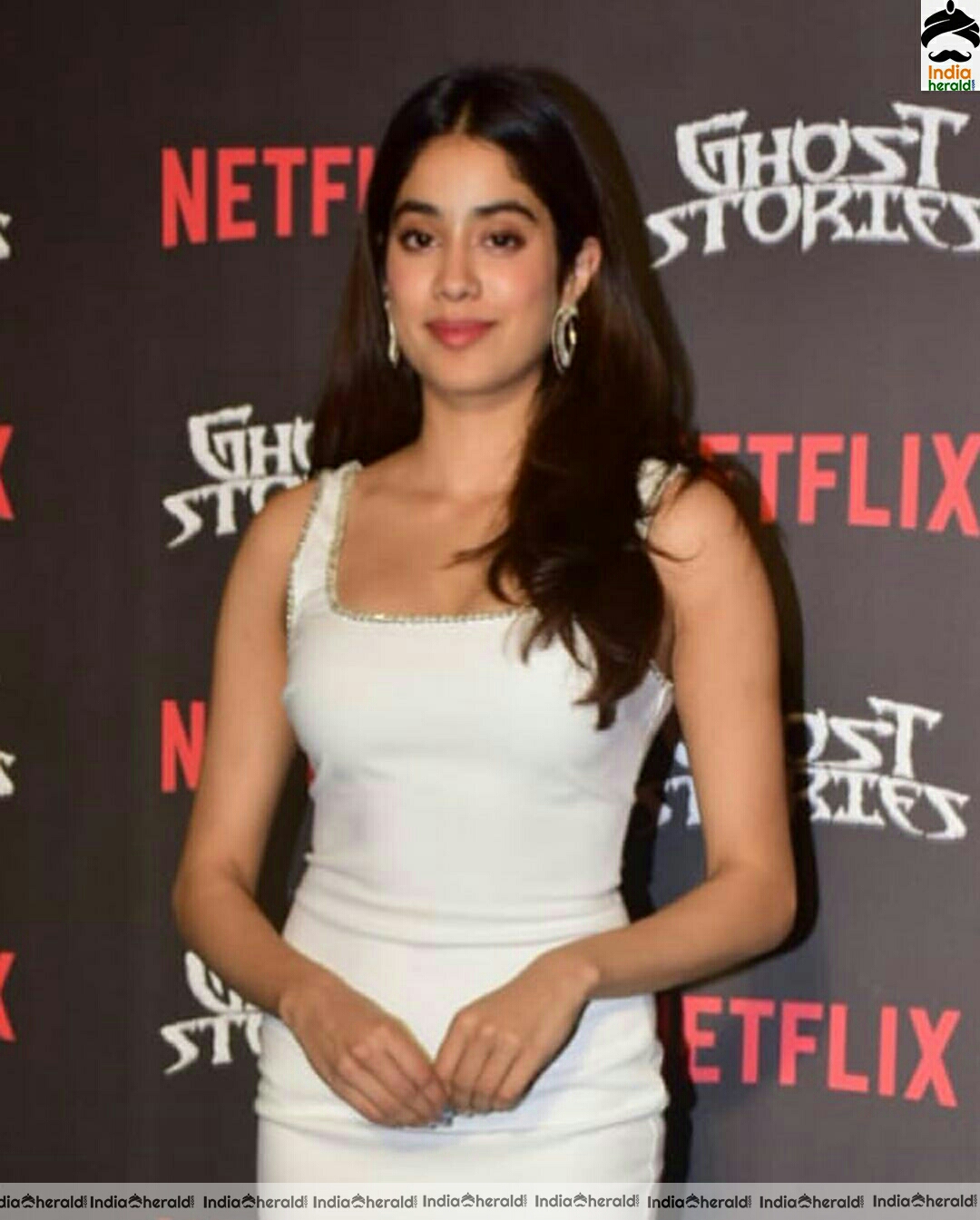 Janhvi Kapoor Hot In White Sleeveless dress