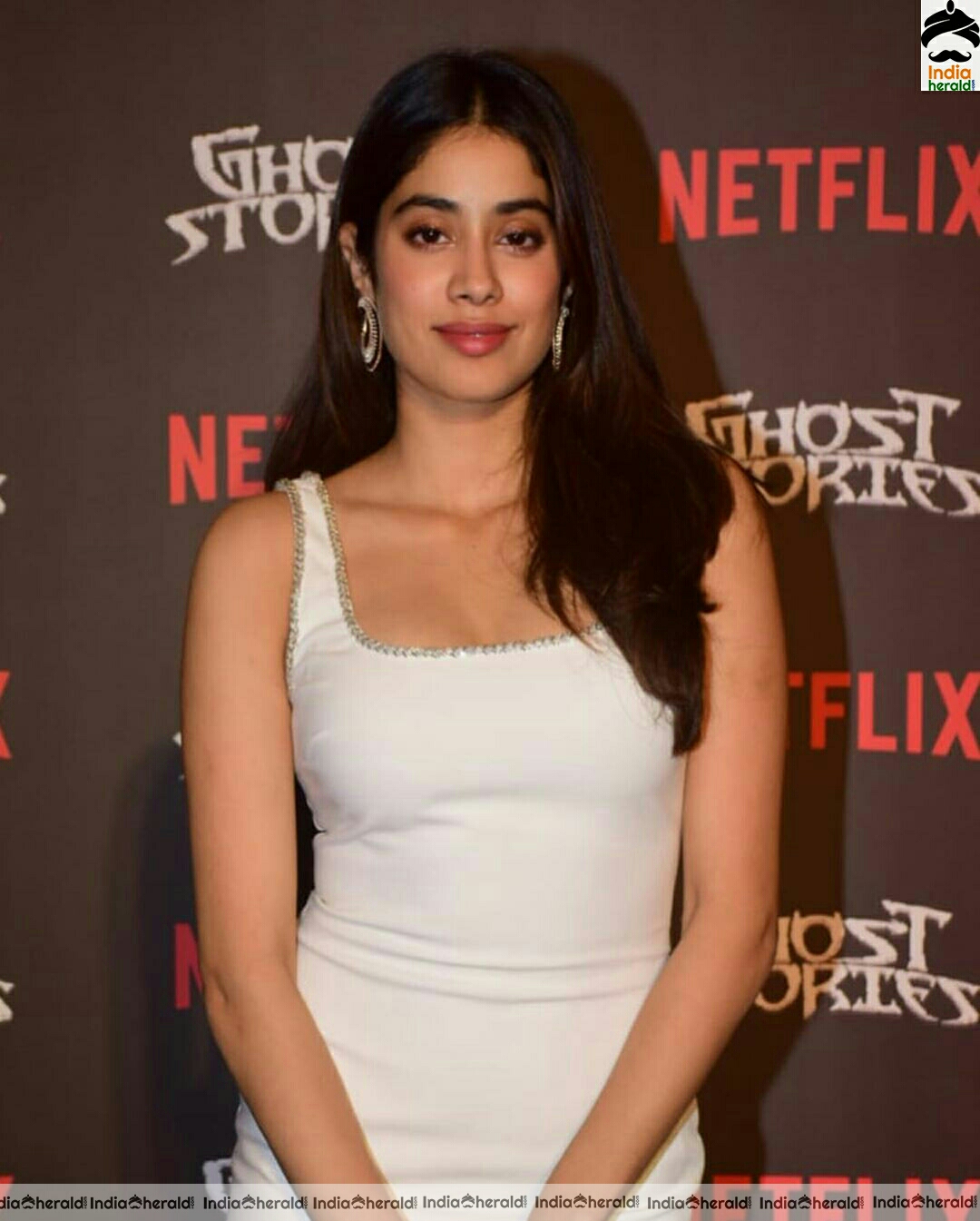 Janhvi Kapoor Hot In White Sleeveless dress