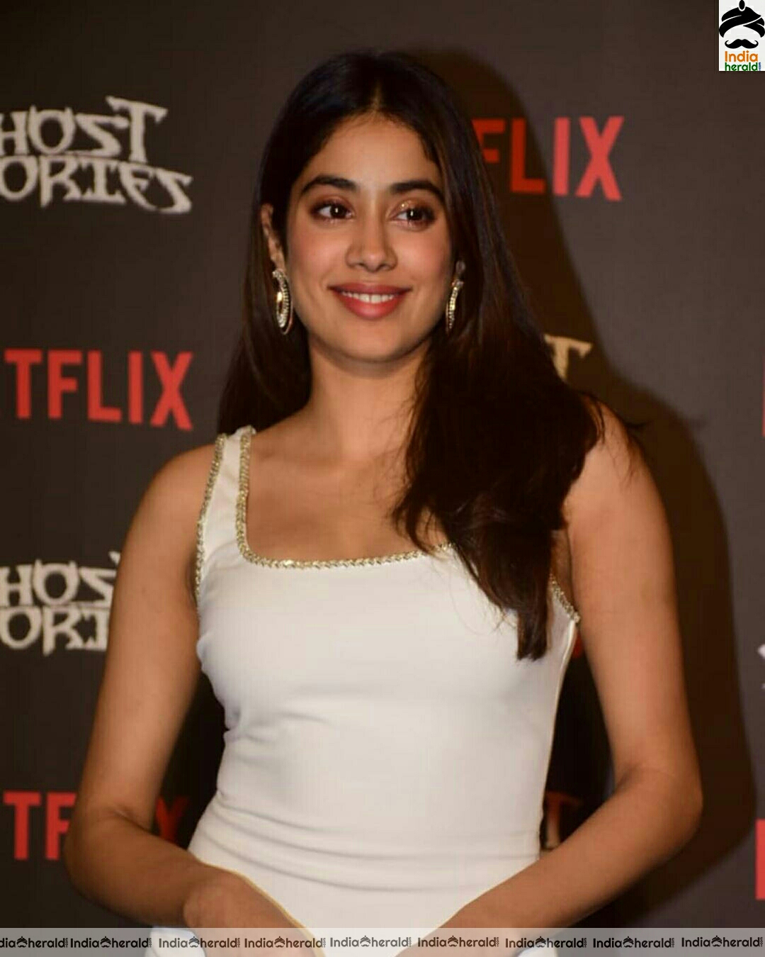 Janhvi Kapoor Hot In White Sleeveless dress