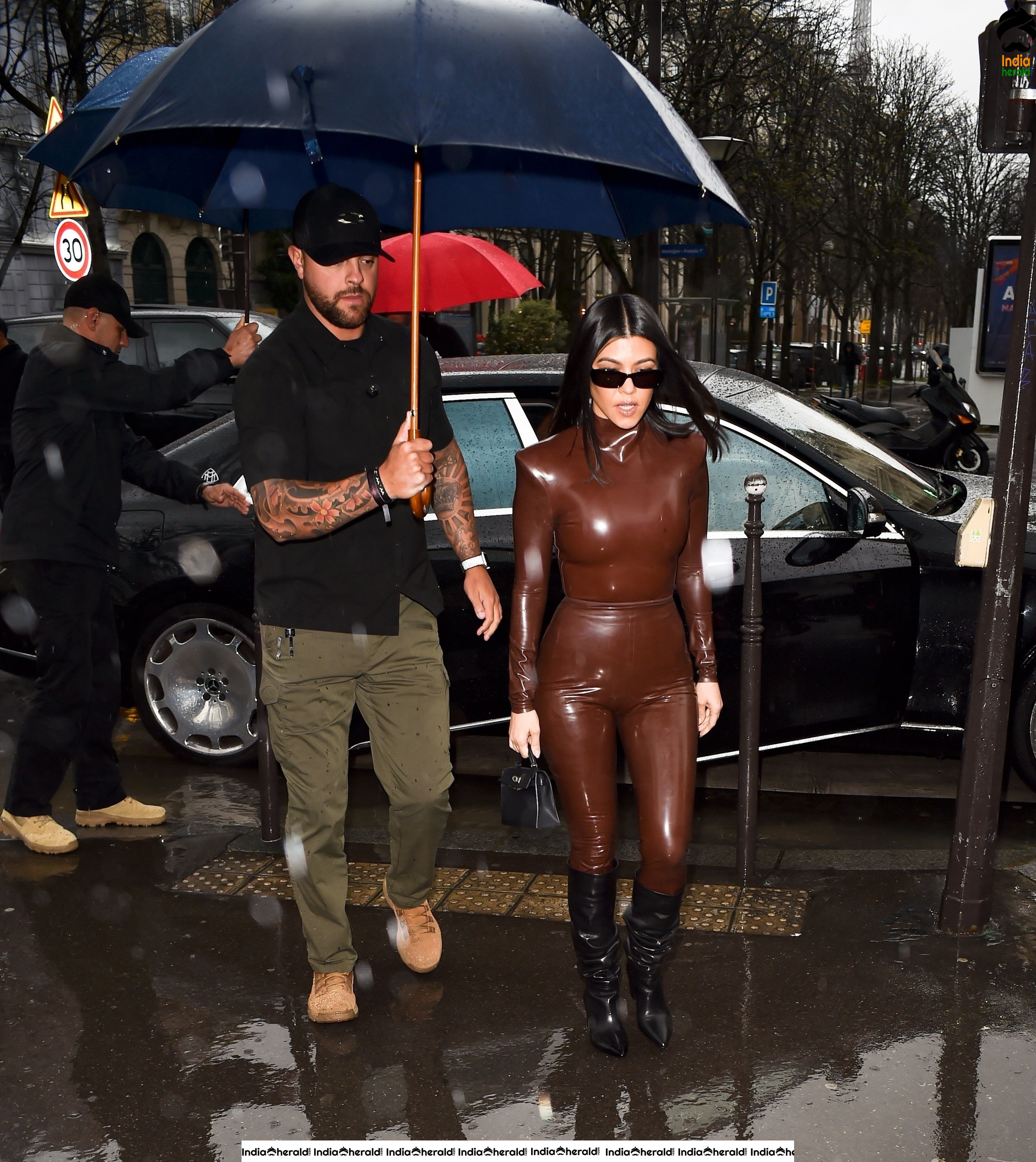 Kourtney Kardashian in a Sexy Latex Outfit seen leaving Church after Sunday Service