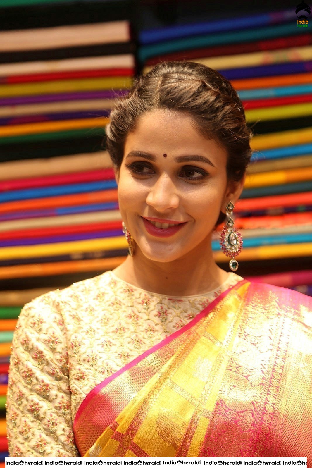 Lavanya Tripathi Looking Gorgeous in Saree at a Textile Shop Launch