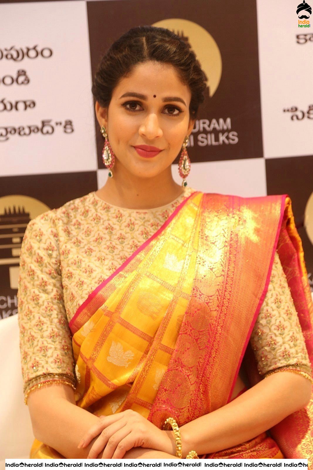 Lavanya Tripathi Looking Gorgeous in Saree at a Textile Shop Launch