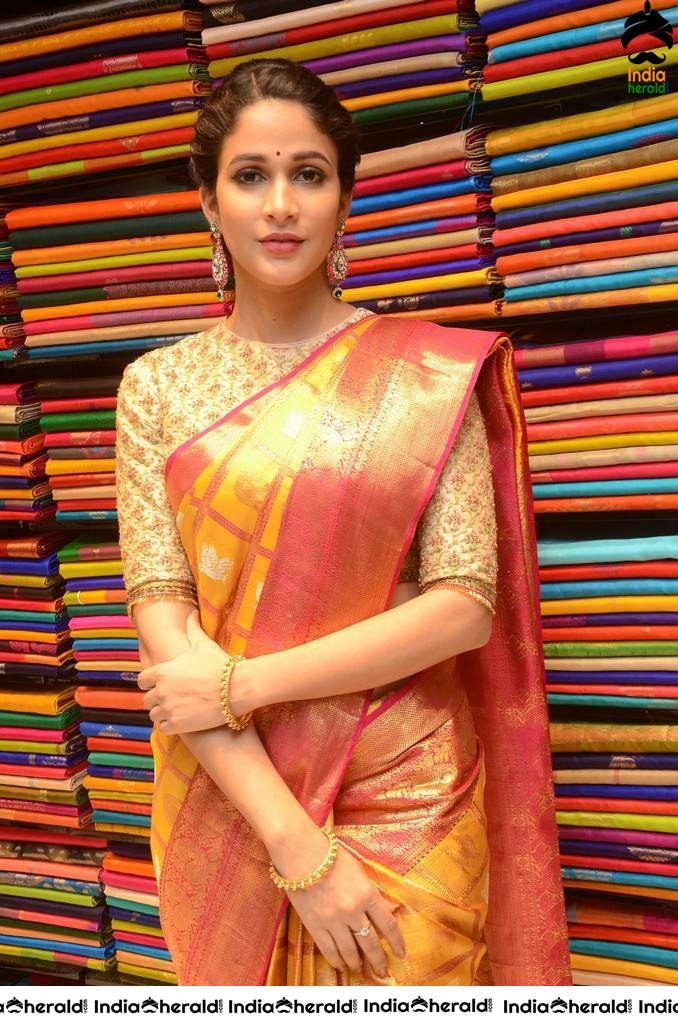 Lavanya Tripathi Looking Gorgeous in Saree at a Textile Shop Launch