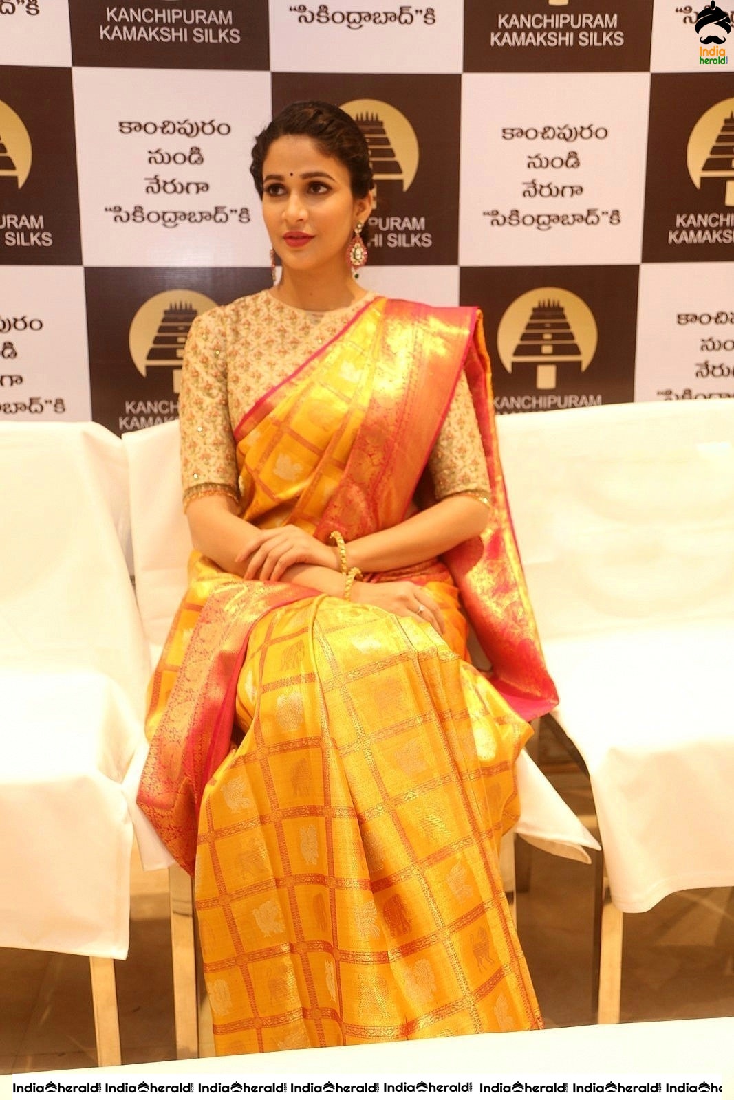 Lavanya Tripathi Looking Gorgeous in Saree at a Textile Shop Launch