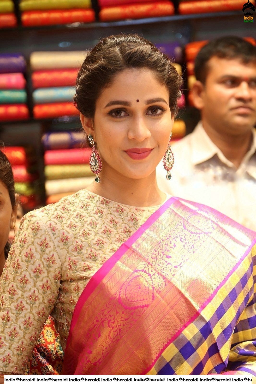 Lavanya Tripathi Looking Gorgeous in Saree at a Textile Shop Launch