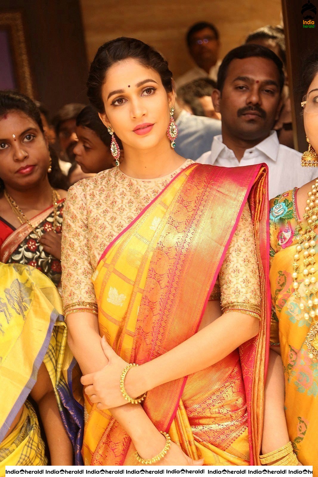 Lavanya Tripathi Looking Gorgeous in Saree at a Textile Shop Launch