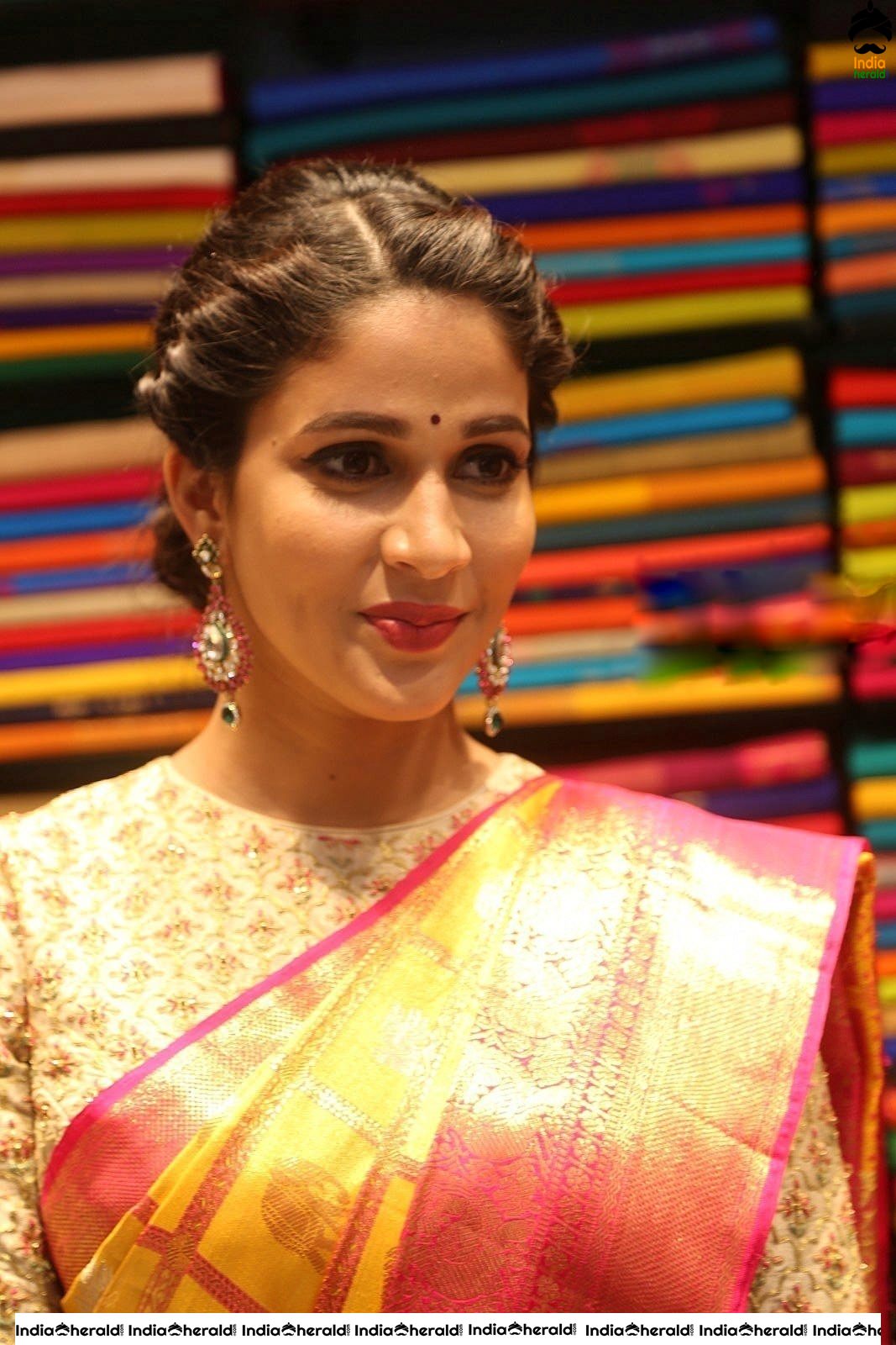 Lavanya Tripathi Looking Gorgeous in Saree at a Textile Shop Launch