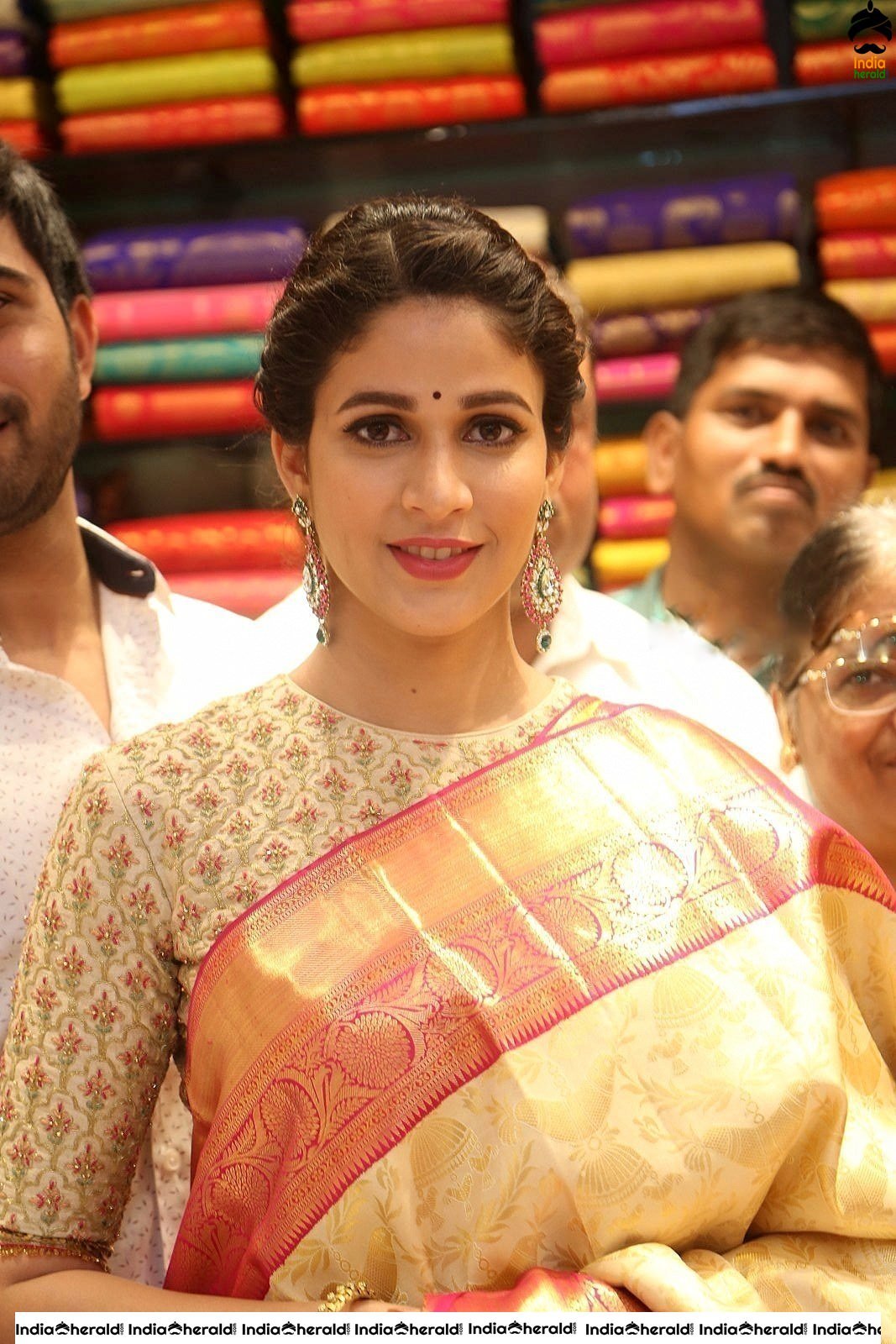 Lavanya Tripathi Looking Gorgeous in Saree at a Textile Shop Launch