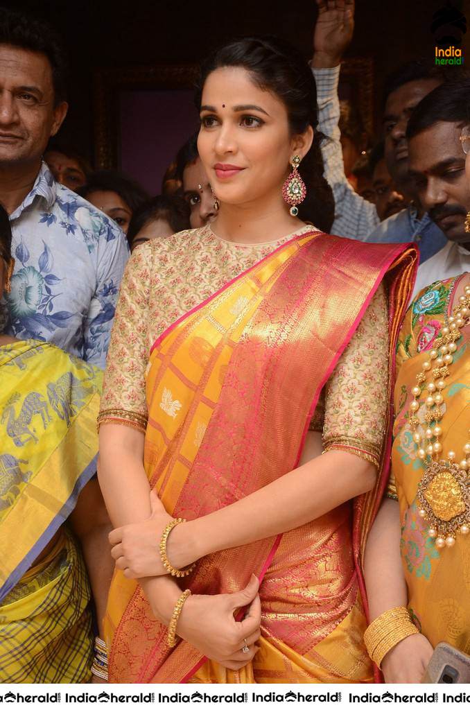 Lavanya Tripathi Looking Gorgeous in Saree at a Textile Shop Launch