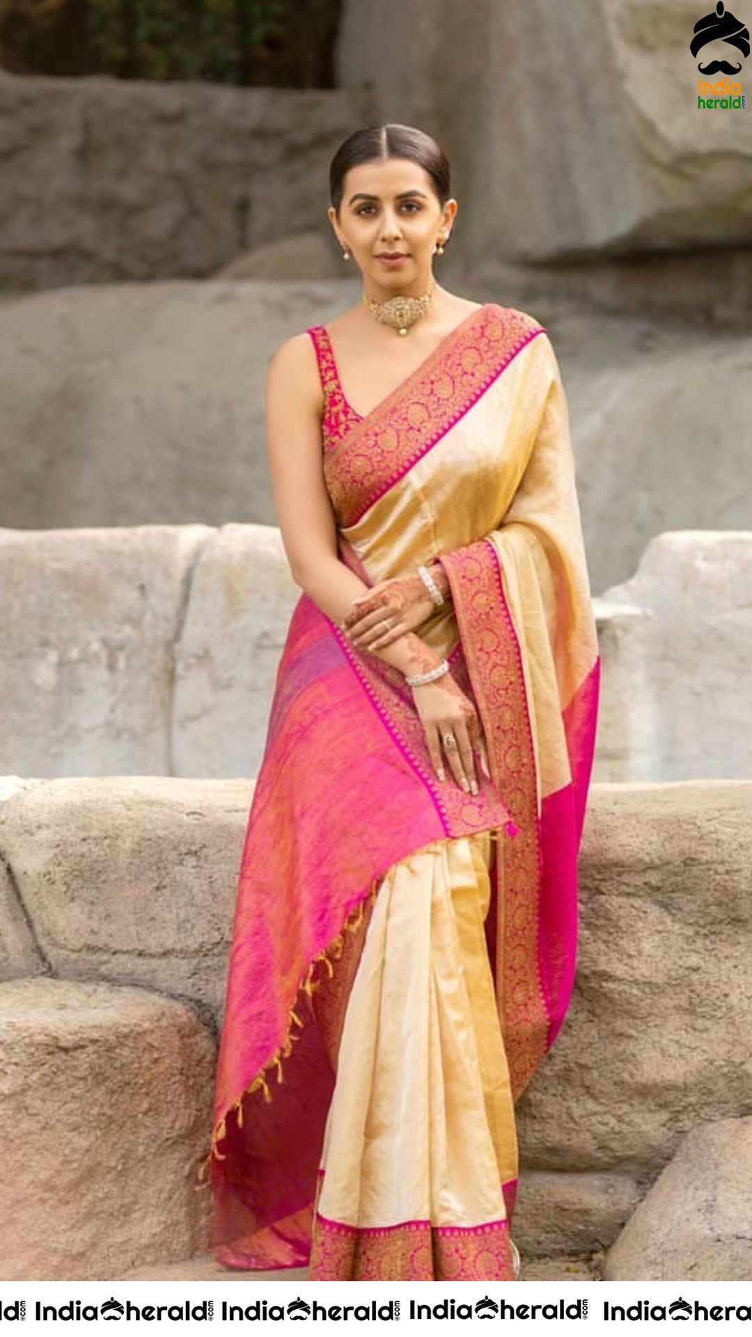 Sleeveless Blouse With Red Patola Saree