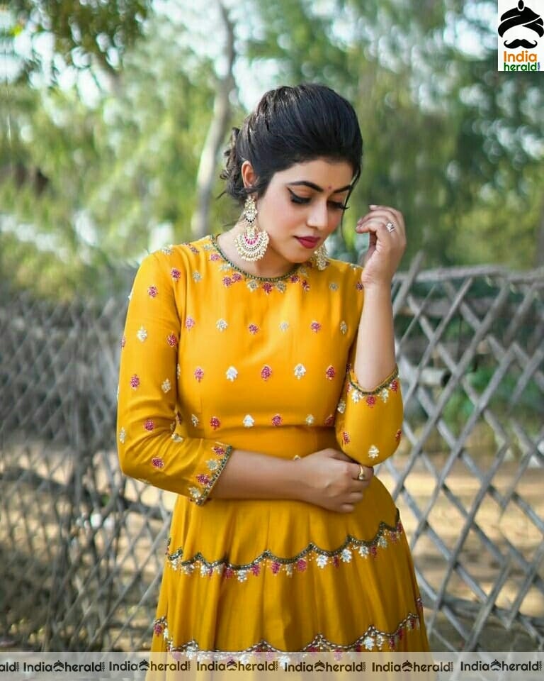 Poorna Cute Latest Yellow Dress Stills