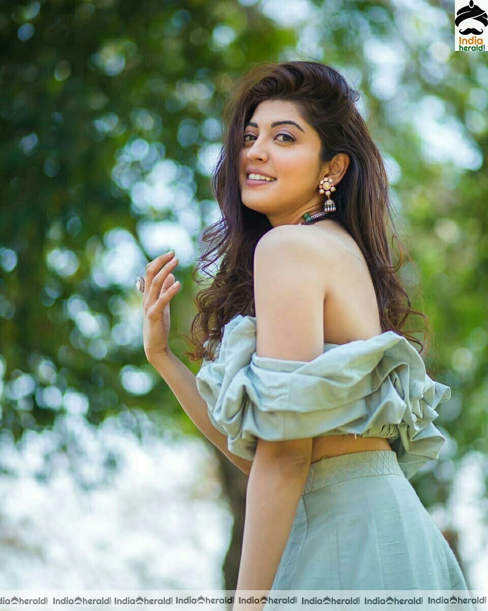 Pranitha Hot Latest Green Tubeless Dress Stills