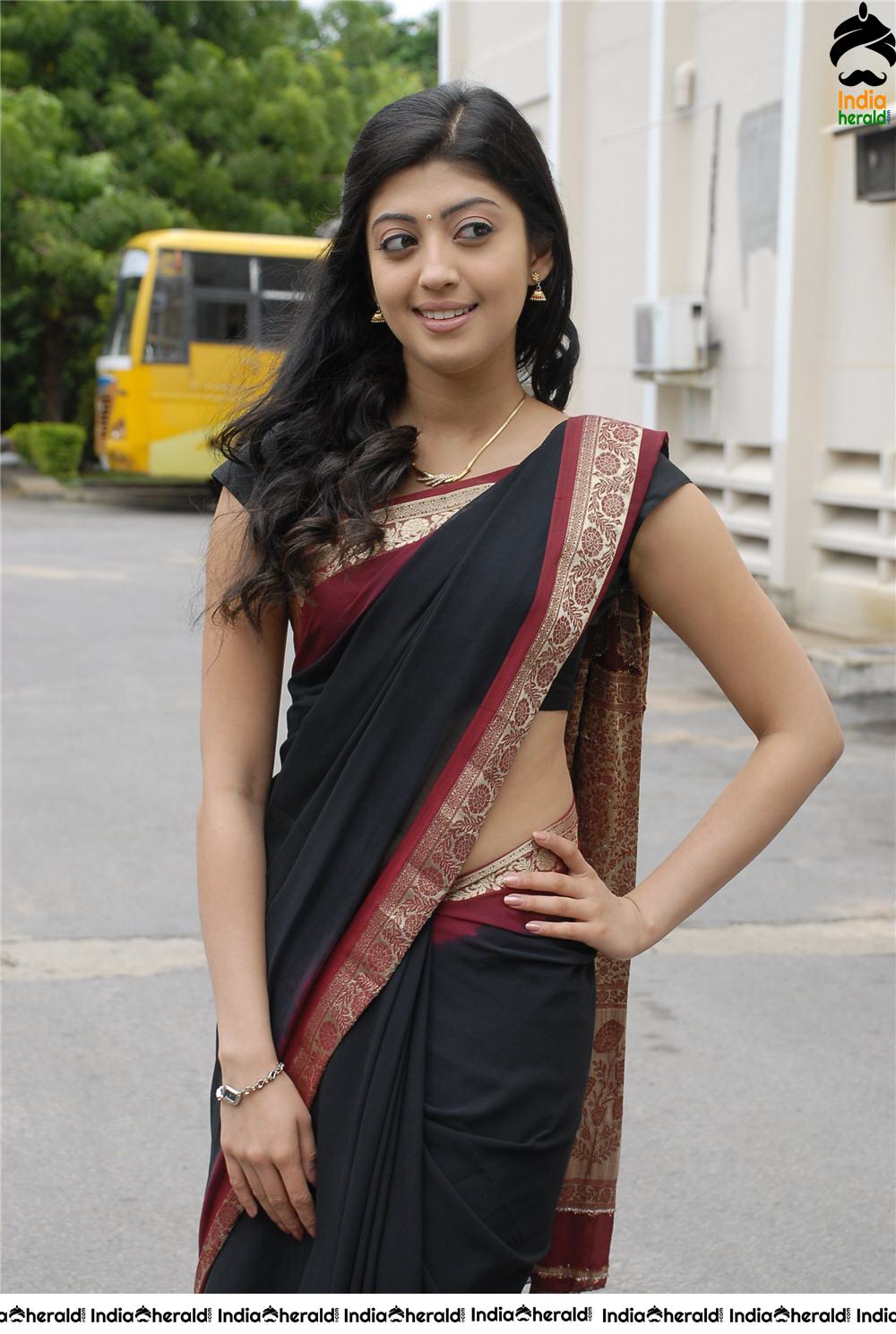 Pranitha Latest Hot Photos in Black Transparent Saree Set 2