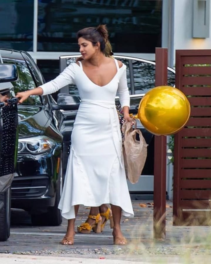 Priyanka Chopra In A Hot White Frock In The Street Of New York