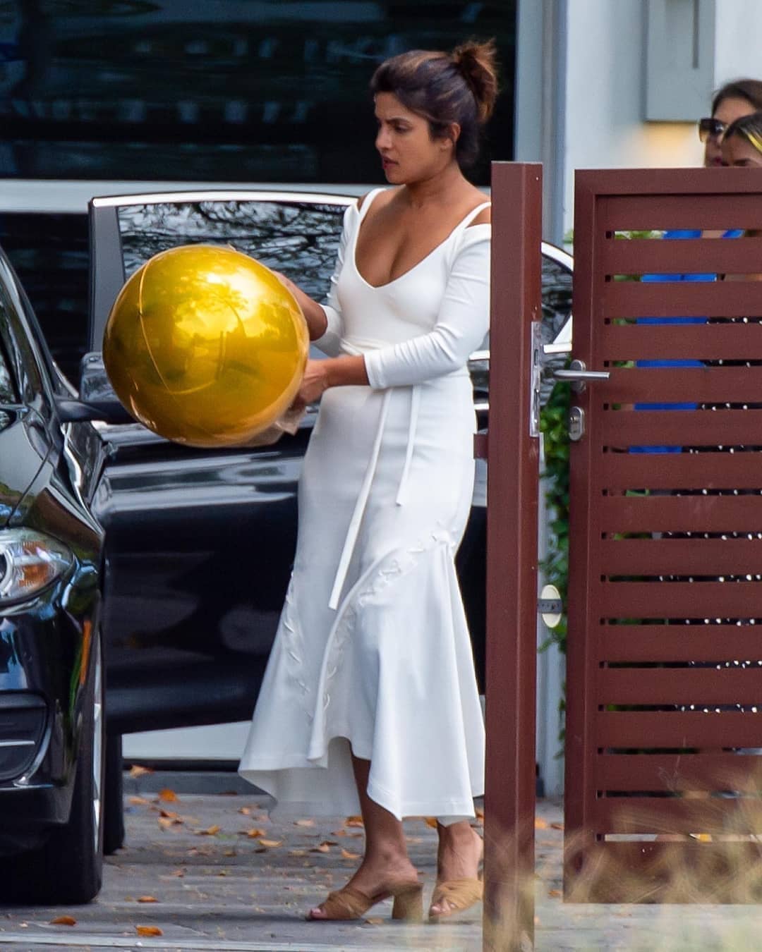 Priyanka Chopra In A Hot White Frock In The Street Of New York