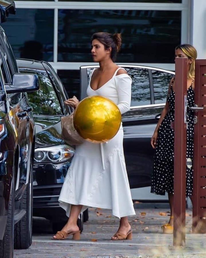 Priyanka Chopra In A Hot White Frock In The Street Of New York