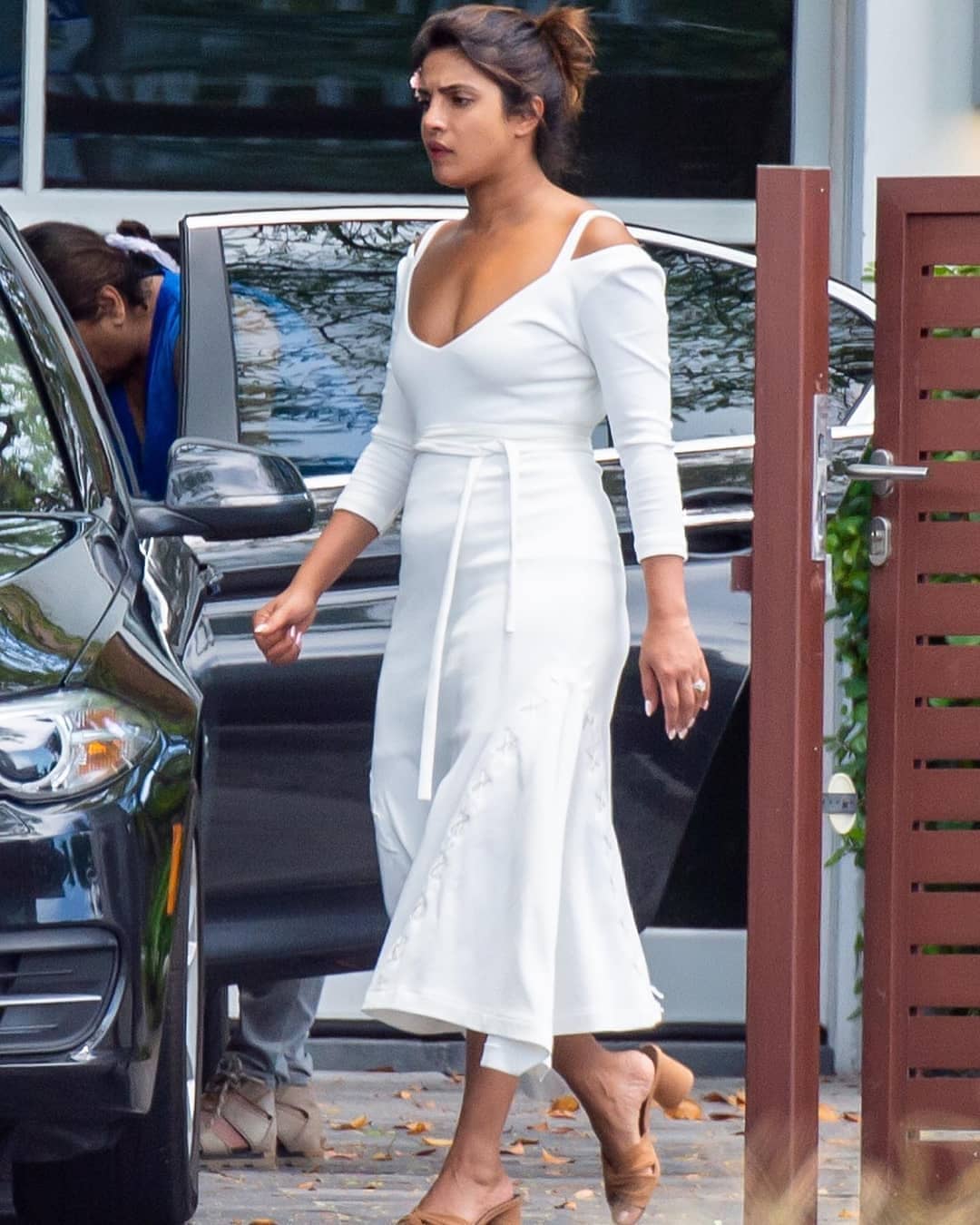 Priyanka Chopra In A Hot White Frock In The Street Of New York