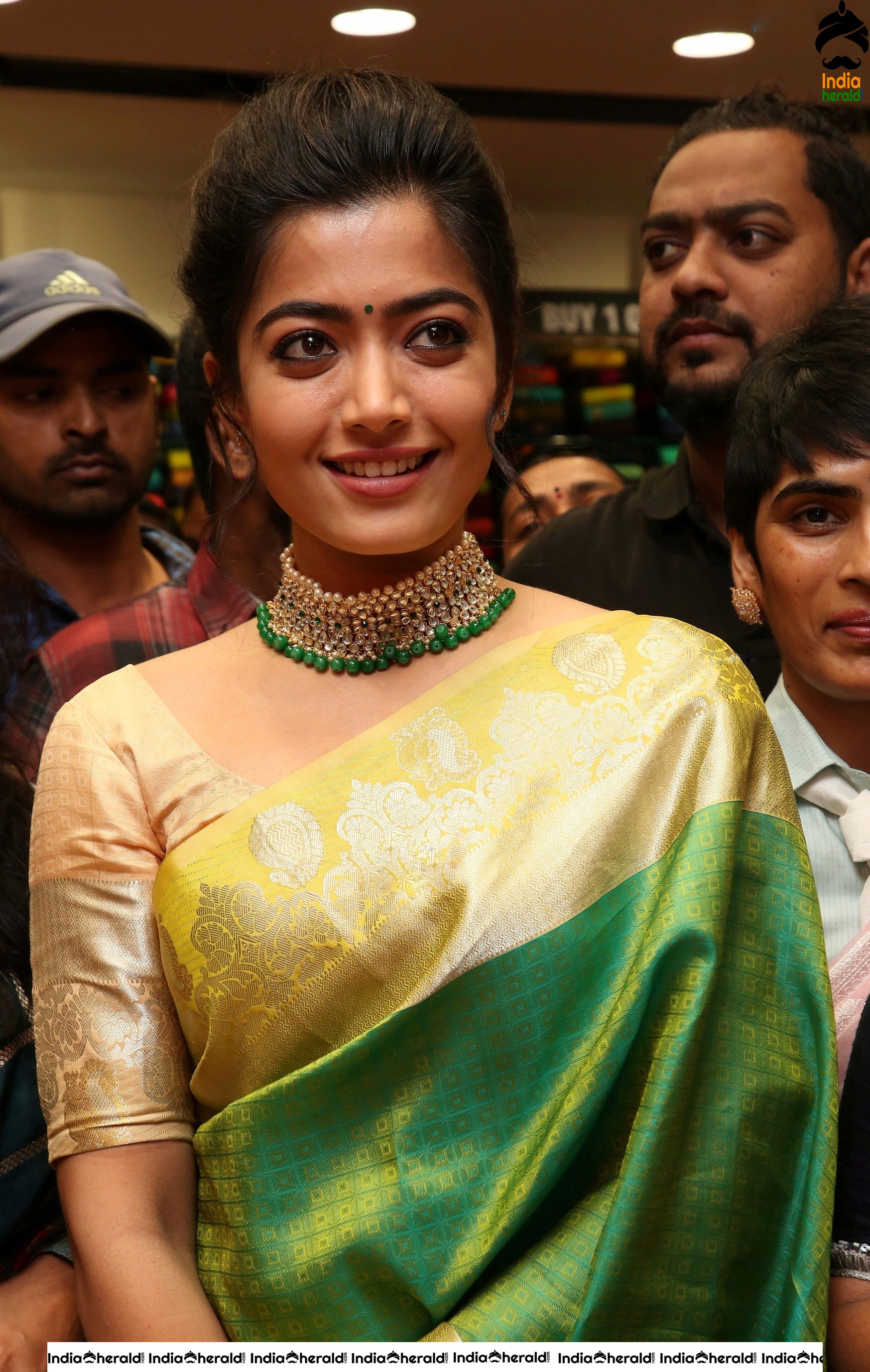 Rashmika Mandanna is all smiles at a Textile Shop Opening