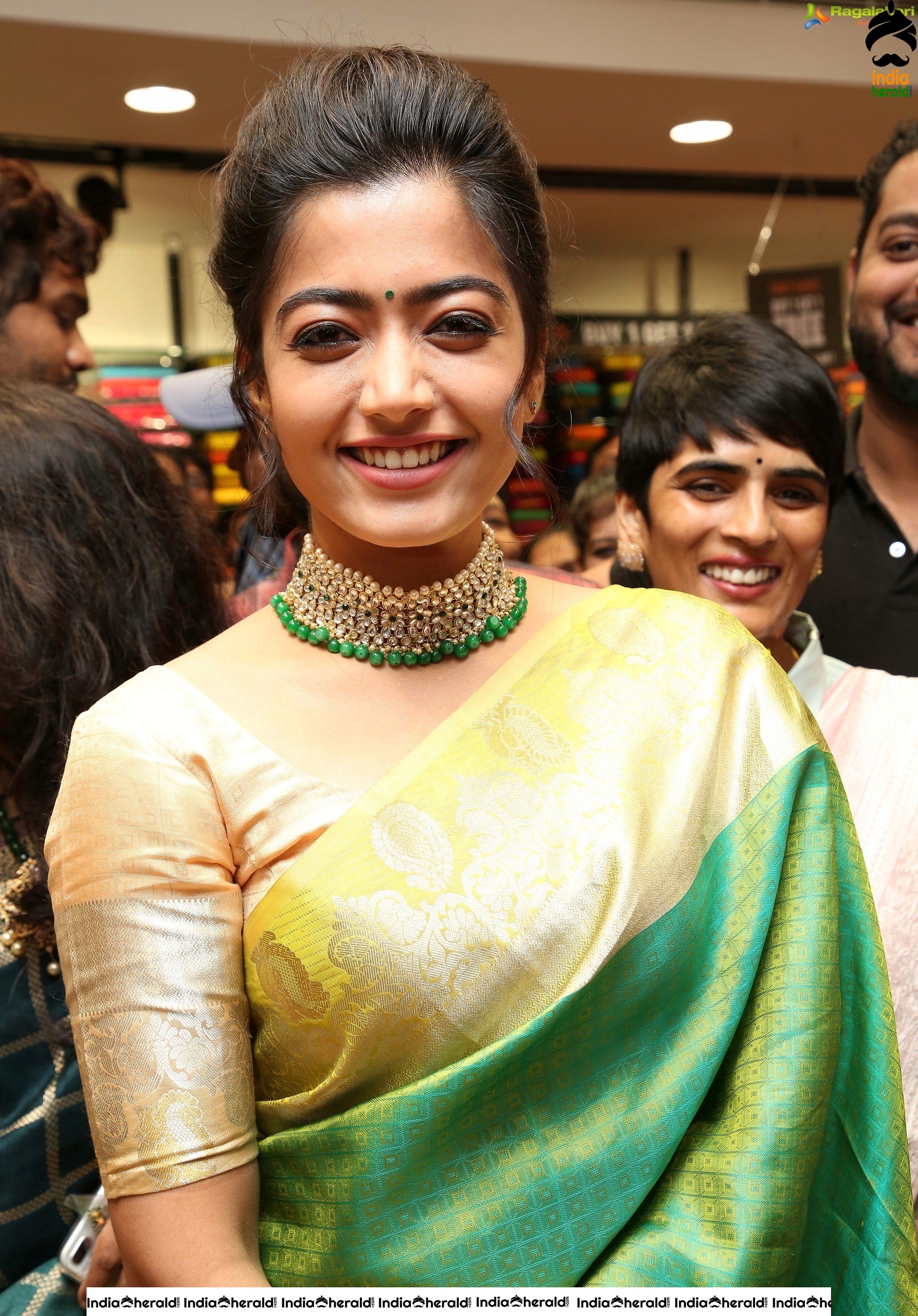 Rashmika Mandanna is all smiles at a Textile Shop Opening