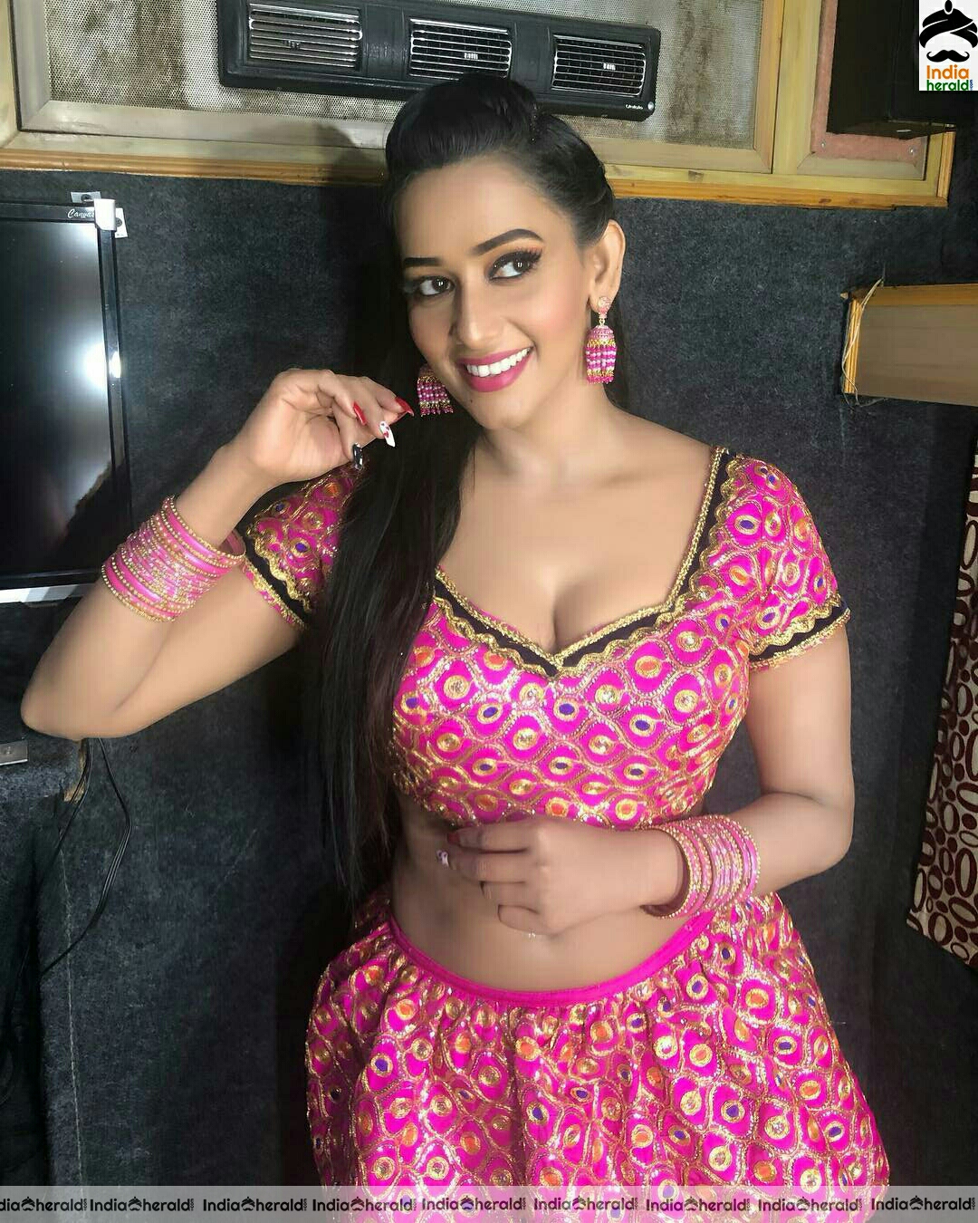 Sanjana Singh getting ready for item song shooting and Exposing her busty assets