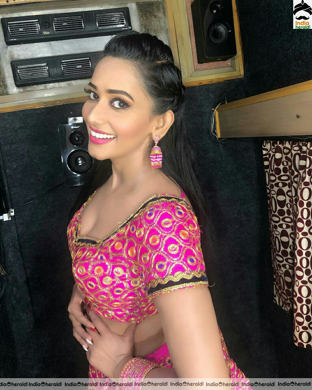 Sanjana Singh getting ready for item song shooting and Exposing her busty assets