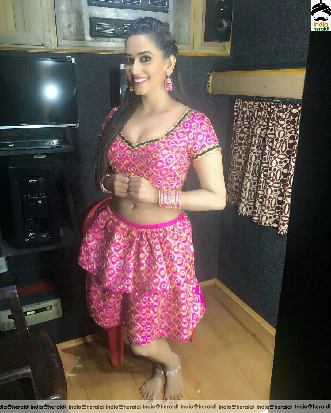 Sanjana Singh getting ready for item song shooting and Exposing her busty assets