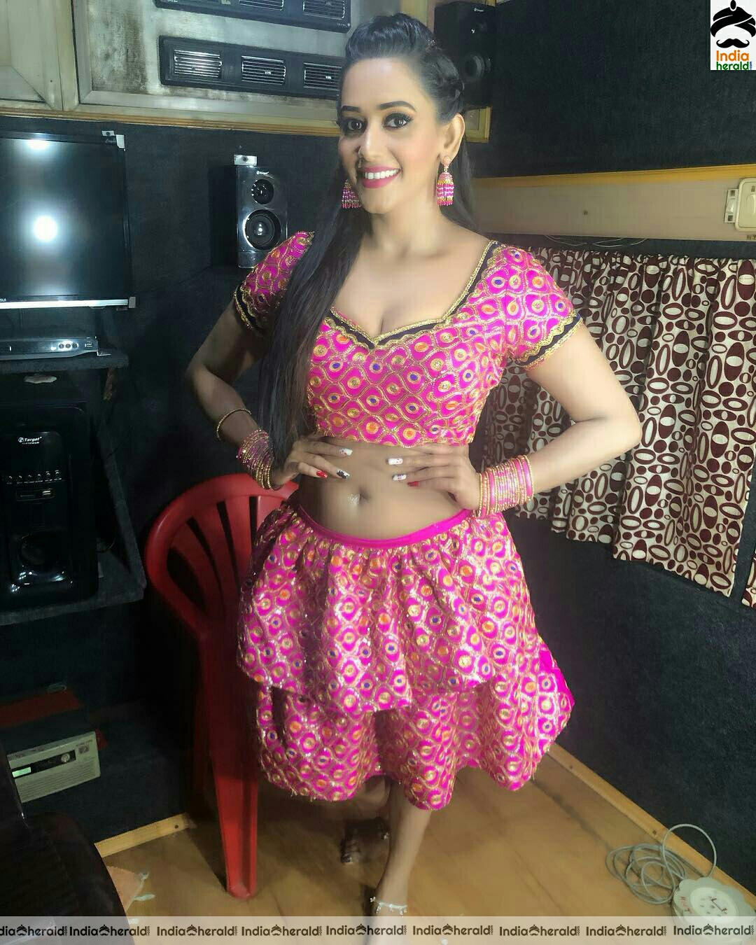 Sanjana Singh getting ready for item song shooting and Exposing her busty assets