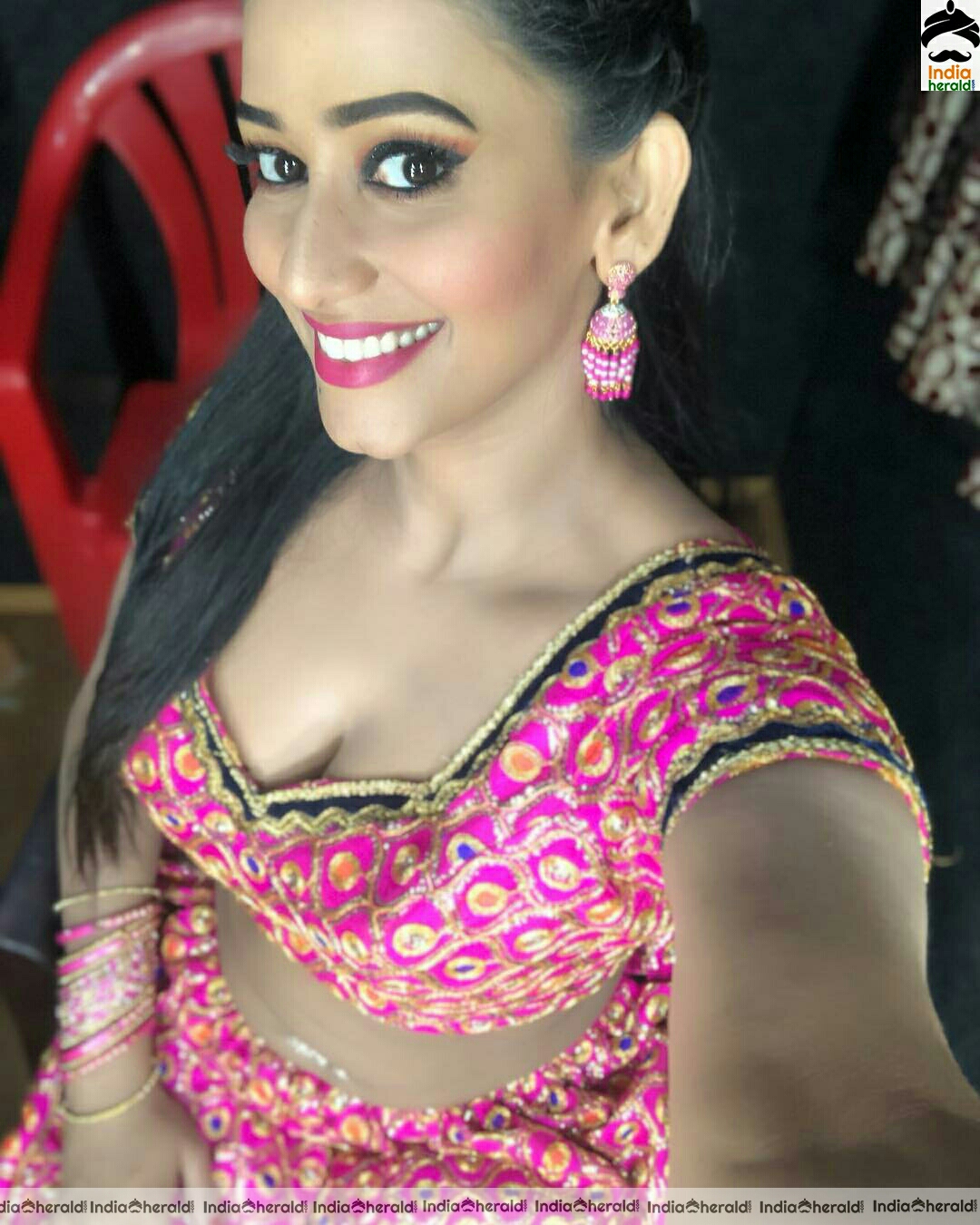 Sanjana Singh getting ready for item song shooting and Exposing her busty assets