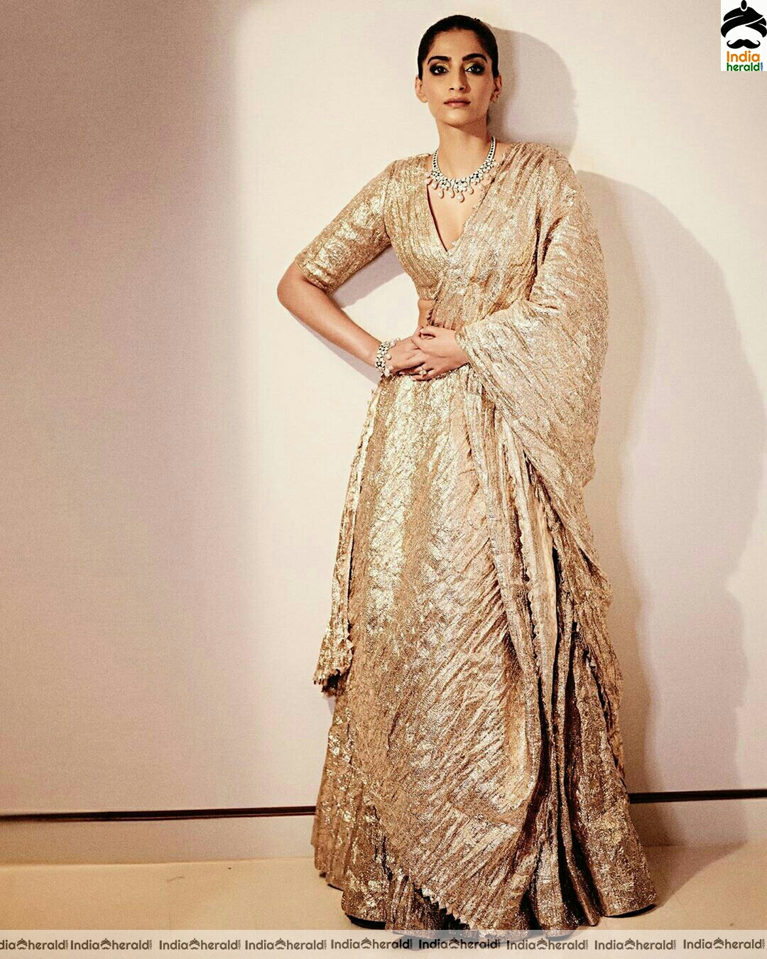 Sonam Kapoor Hot Golden Dress Photoshoot