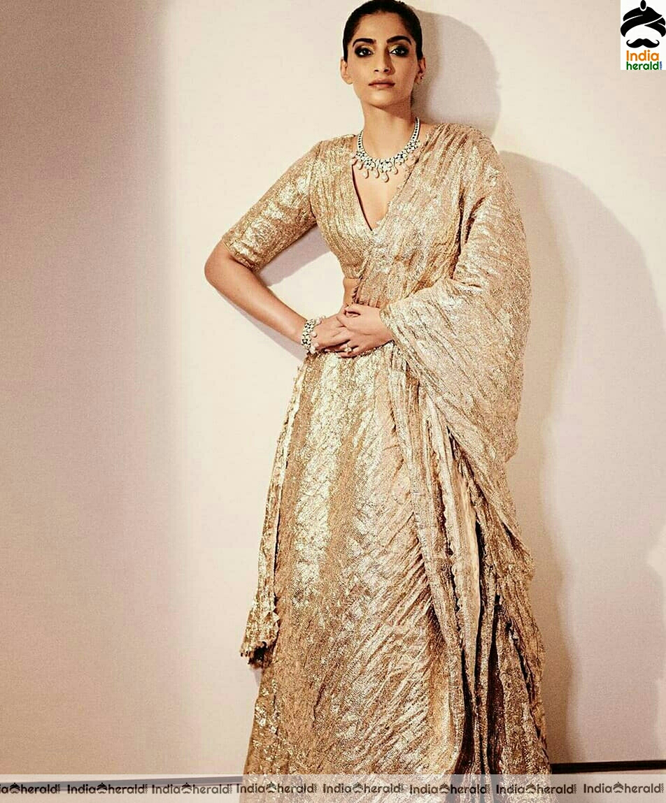 Sonam Kapoor Hot Golden Dress Photoshoot